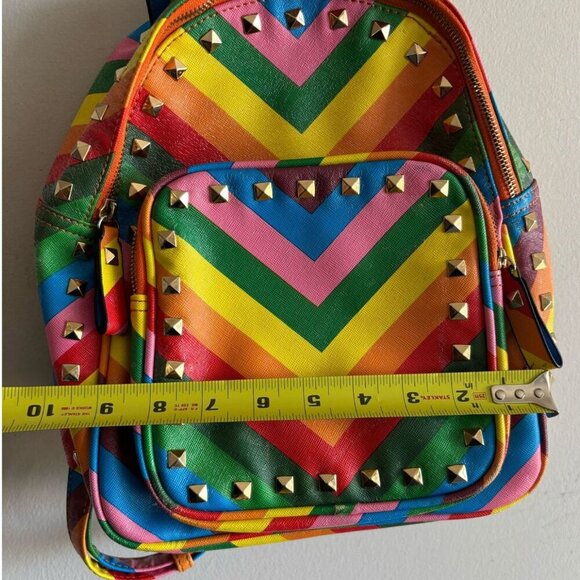 Tropea Women Faux Leather Rainbow Design Backpack Multi Color 10x6 - Picture 2 of 13